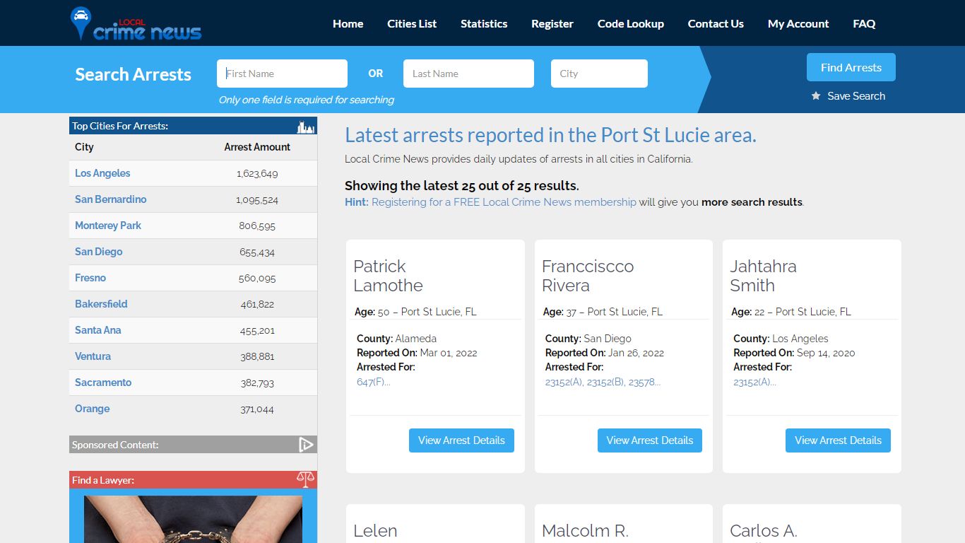 Port St Lucie California Arrest Records | Local Crime News